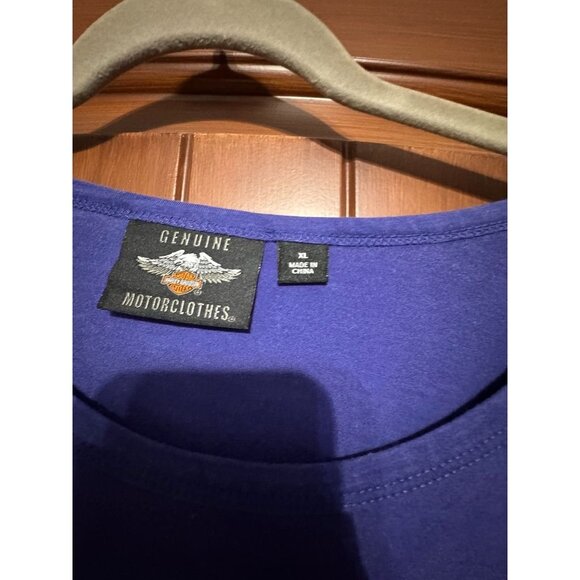 Harley-Davidson Ladies Performance Long Sleeve Shirt XL Purple/White Cotton Blen - Picture 2 of 8